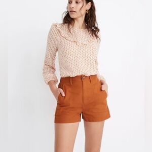 Madewell Camp Shorts Burnt Sienna Orange Pull On Denim Size L